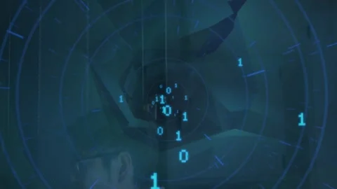 Animation of binary coding over a tunnel in seamless pattern against asian male 스톡 동영상 247909321