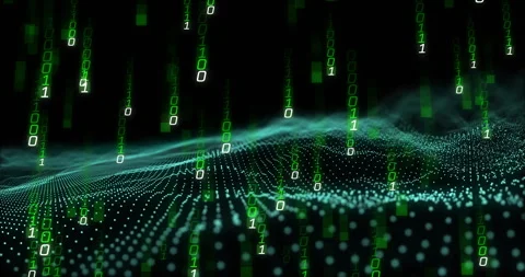 Animation of binary coding over white spots Stock Footage 309168650