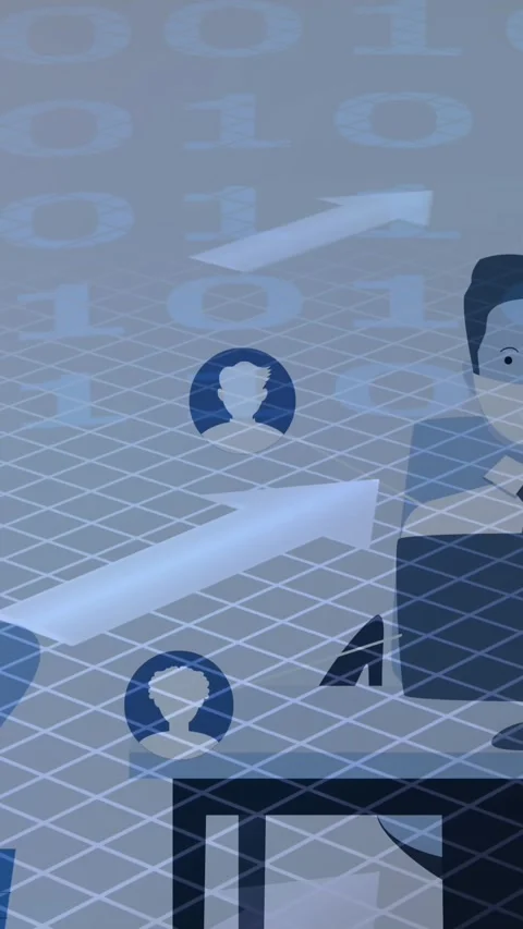 Animation of binary coding processing over pictogram of man in face mask using 스톡 동영상 331652948