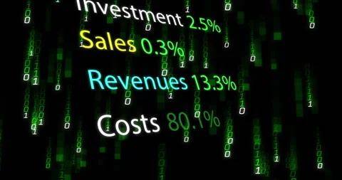 Animation of binary coding, text and financial data processing Stock Footage 263915180