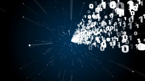 Animation of binary data stream big data network. numbers streaming Stock Footage 125769840