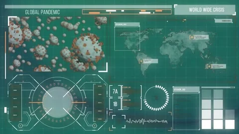 Animation of biological data and virus cells processing on green digital screen 스톡 동영상 196891483