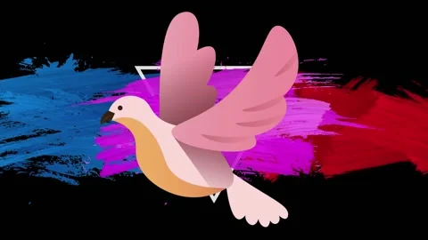 Animation of bird and triangle with multicolored strokes on black background Stock Footage 330776121