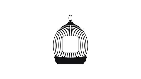 Animation of bird cages. Inside the cell appears the human brain. Stockbeeldmateriaal 107560494