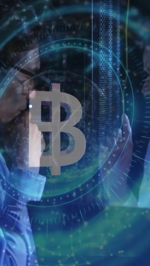 Animation of bitcoin and data processing over diverse it engineers by computer Stock Footage 324022175