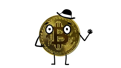 Animation of bitcoin funny character. Creative concept of mixing real objects Stock Footage 91395786