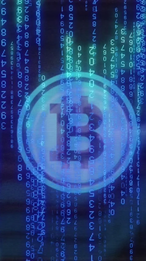 Animation of bitcoin over numbers and circuit board against abstract background Stock Footage 320983760