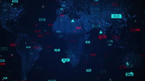 Animation of bitcoin symbol of world map. Current affairs, politics and global Stock Footage 222985745