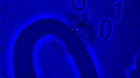 Animation of bits and bytes flowing through a data cable or tunnel Stock Footage 83079942