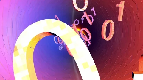 Animation of bits and bytes flowing through a data cable or tunnel Stock Footage 83080952