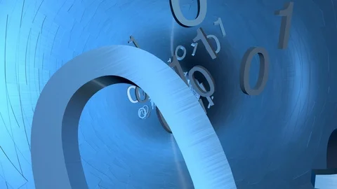 Animation of bits and bytes flowing through a data cable or tunnel Stock Footage 85881803