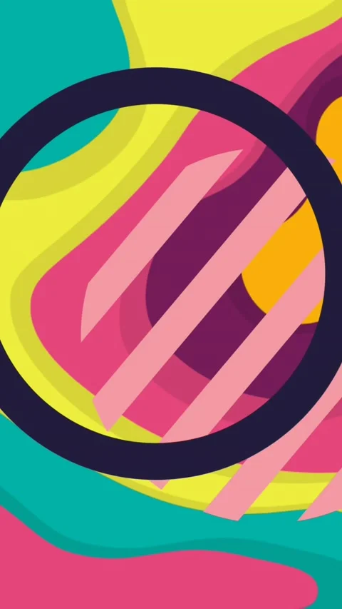 Animation of black and pink circles over neon retro pattern Stock Footage 344723030