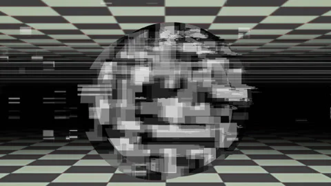 Animation of black and white circle with out of focus elements moving against Stock Footage 146560544