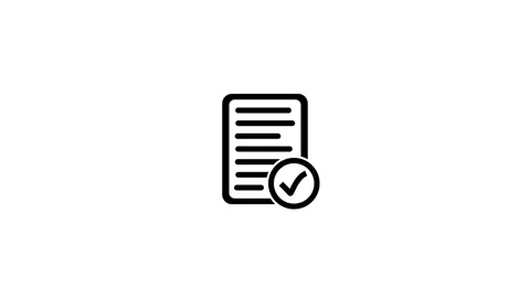 Animation Black and White Document Checklist Icon with Checkmark on White B.. Stock Footage 321855537