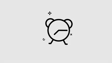Animation a black and white vector alarm clock Video stock 332398929