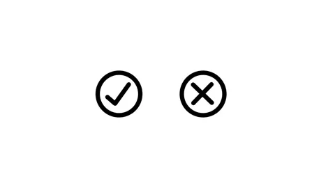 Animation Black Check Mark and Cross Symbols on White Background wrong right Stock Footage 321855332