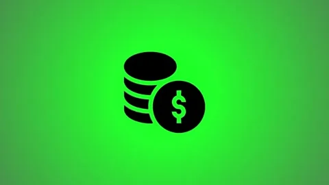 Animation of black dollar coin stack icon on green screen background with d.. Vidéo 346491303