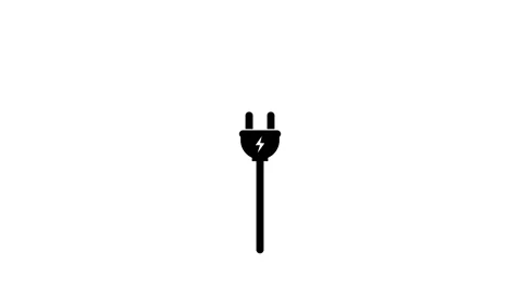 Animation Black electric plug icon with lightning bolt symbol on white back.. Stock Footage 321997026
