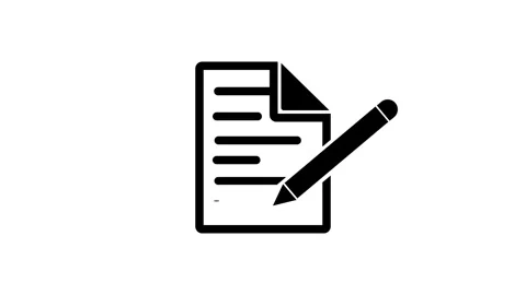 Animation Black Icon of Document with Lines and Pencil on White Background .. Stock Footage 321790056