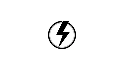 Animation Black Lightning Bolt Inside Circle Icon on White Background thund.. Stock Footage 321738976