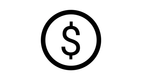 Animation of a black line drawing a circle to reveal a dollar sign symbol. Stock Footage 317811778