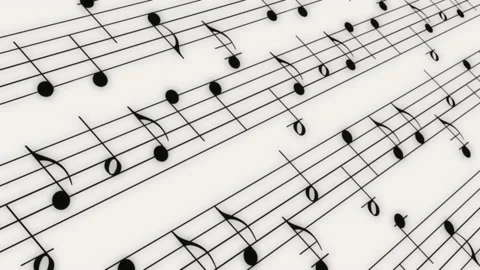 Animation of black music notes on staff Stock Footage 137216894