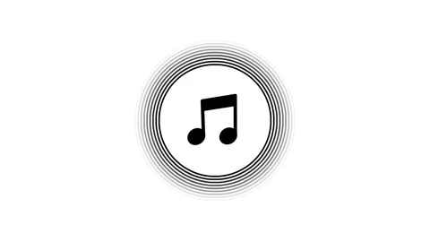Animation of a black musical note icon with pulsating rings Stock Footage 319613935