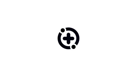 Animation Black Plus Sign Inside Circle with Two Dots Icon on White Backgro.. Stock Footage 321855783