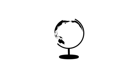 Animation Black Silhouette of a Globe on a Stand Against a White Background.. Stock Footage 321738519