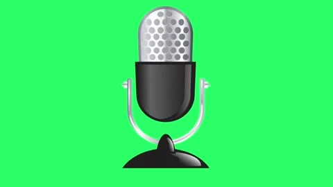 Animation black tabletop microphone on green background. Stock Footage 255954328