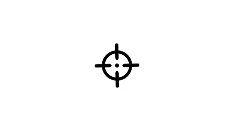 Animation Black Target Reticle Icon on White Background crosshairs focus Stock Footage 321855894
