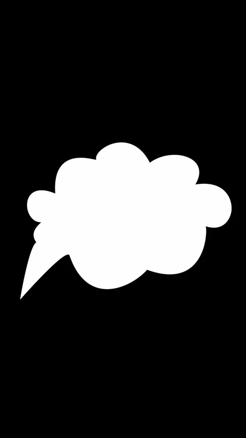 Animation. Blank white speech bubble with space for writting text, on black Stock Footage 320611140