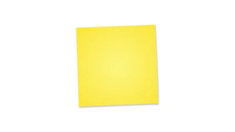 Animation of blank yellow sticky note on white background. Stock Footage 345474937