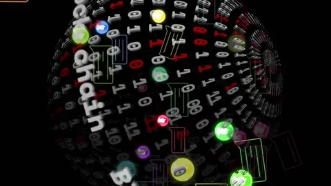 Animation of block chain text, binary coding and digital data processing over Stock Footage 312762225