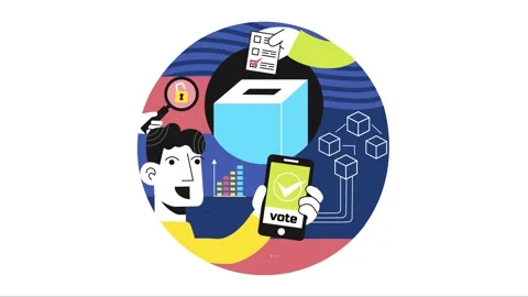 Animation of Blockchain Voting System Technology Illustration Stock Footage 332393366