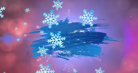 Animation of blue abstract pattern, lens flare, looping snowflakes and bokeh Video stock 328462342