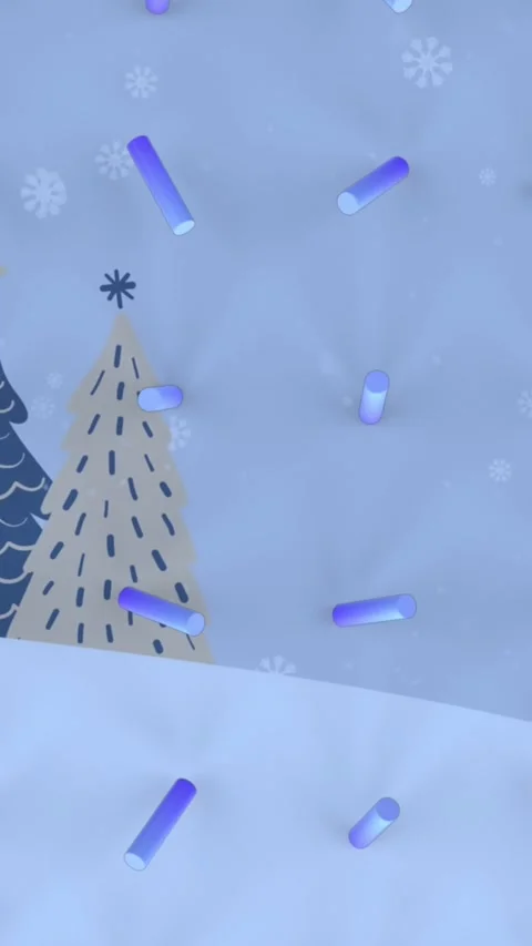 Animation of blue abstract shapes in seamless pattern over christmas tree icons Stock Footage 343867295