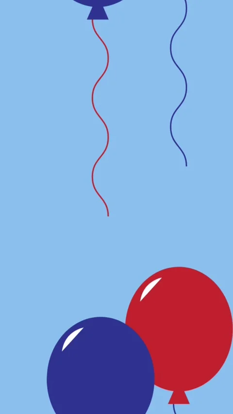 Animation of blue and red baloons moving over blue background 스톡 동영상 319973857