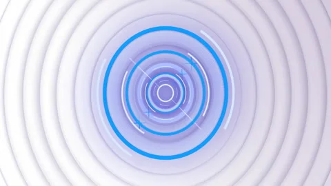 Animation of blue and white circular scanner processing over concentric white Stock Footage 268067548