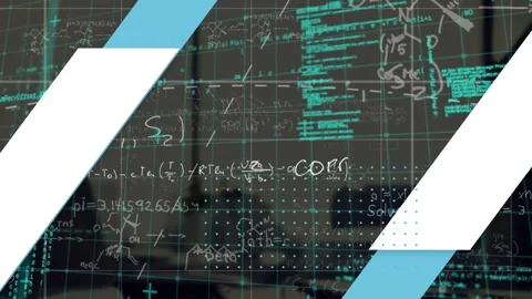 Animation of blue and white pattern, financial data processing over modern Stock Footage 327275050