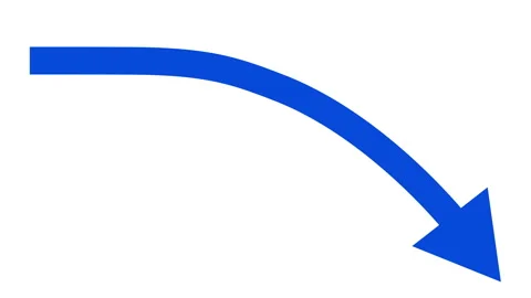 Animation of a blue arrow falling down diagonally on white background Stock Footage 256067697