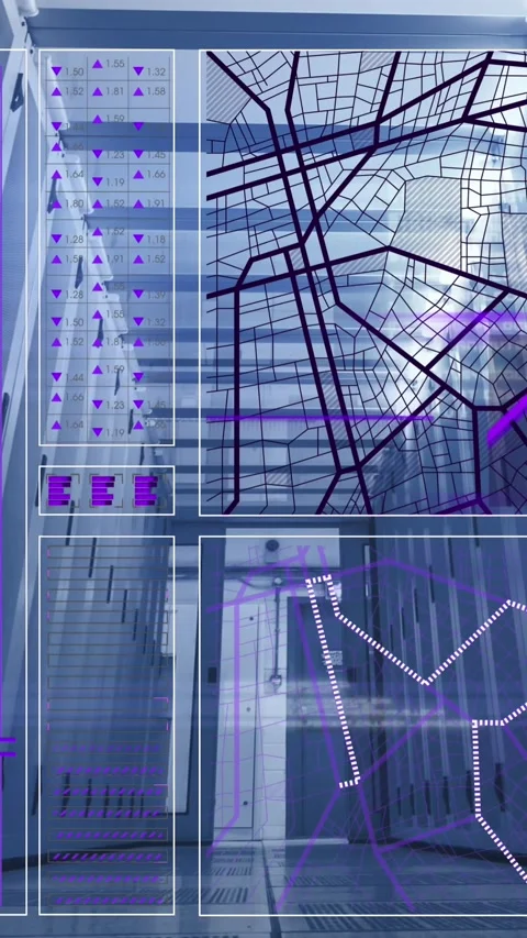 Animation of blue arrow with moving upwards over data processing on blue 스톡 동영상 344803531