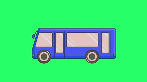 Animation blue bus on green screen. Stock Footage 231502018