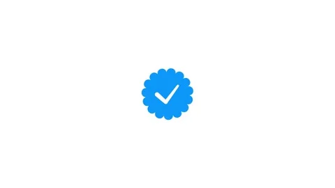 Animation of blue check mark verification badge concept on white background.. Stockbeeldmateriaal 333994510
