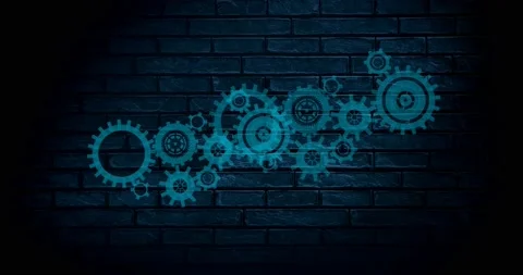 Animation of blue cogs moving on navy br... | Stock Video | Pond5