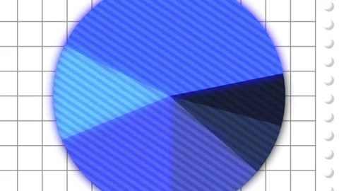 Animation of blue color rotating pie chart over grid pattern against white Stock Footage 312488979