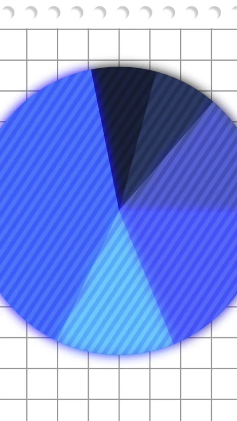 Animation of blue color rotating pie chart over grid pattern against white Stock Footage 321039439