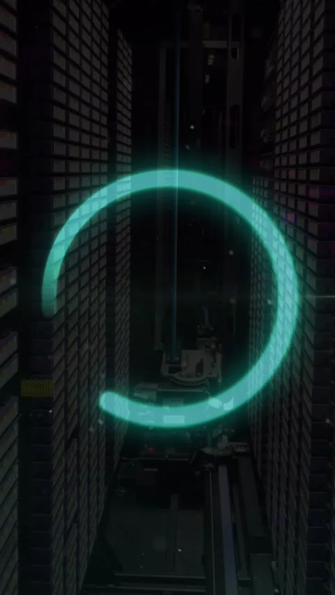 Animation of blue data loading ring and data processing over computer server Stock Footage 320228917