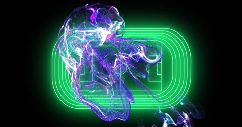 Animation of blue digital wave over neon green football pitch layout against Stock Footage 328457251