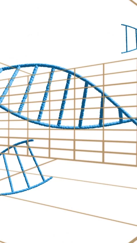 Animation of blue DNA strands floating over grid lines in scientific concept Stock Footage 319727909